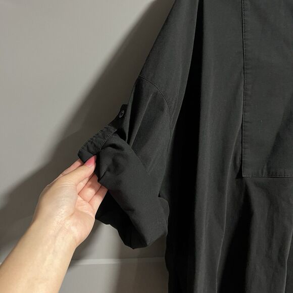 Mela Purdie Women Popover V-Neck Wide Rolled Sleeve Oversize Tunic Black 3XL - Picture 5 of 10